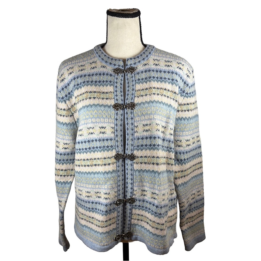 Frost Nordic Fair Isle Toggle Cardigan Sweater | 100% Lambswool Cottagecore